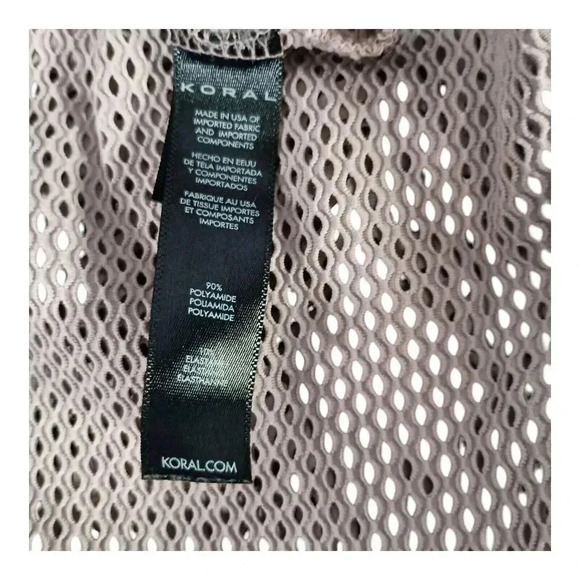 Koral Cropped Top Long Sleeve Textured Pullover Mock Neck Beige Tan Medium - Picture 5 of 5